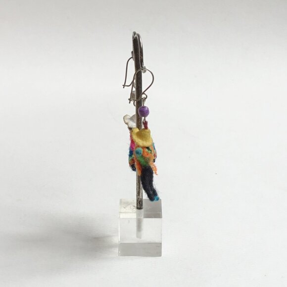 Vintage Figural Peruvian Doll Couple Dangle Pierced Earrings - Picture 4 of 6